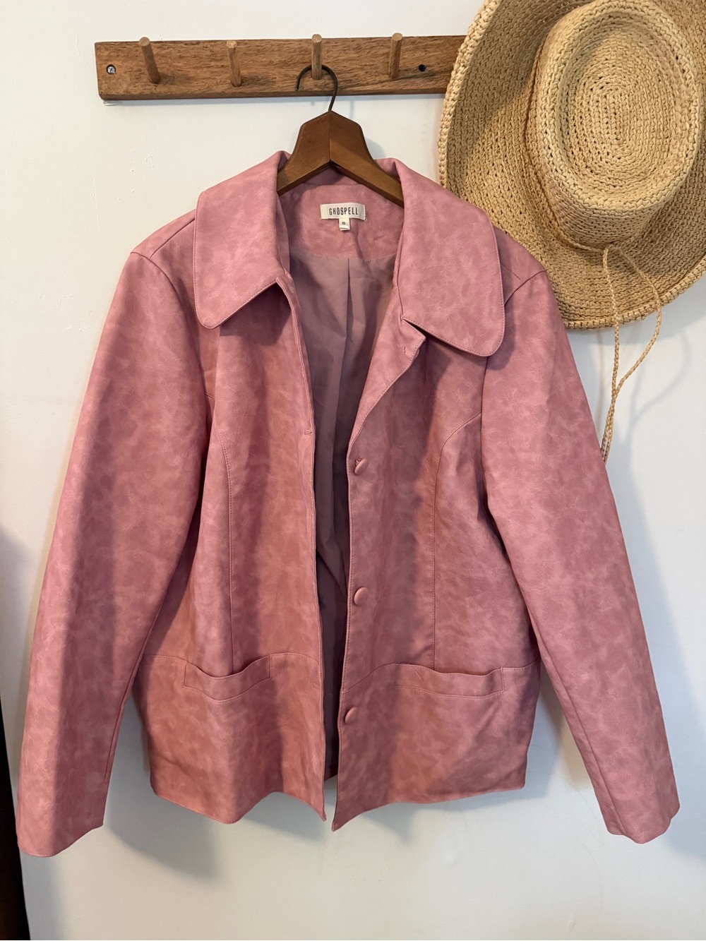 Ghospell Pink NWOT Faux Suede Button-Front Jacket - Small